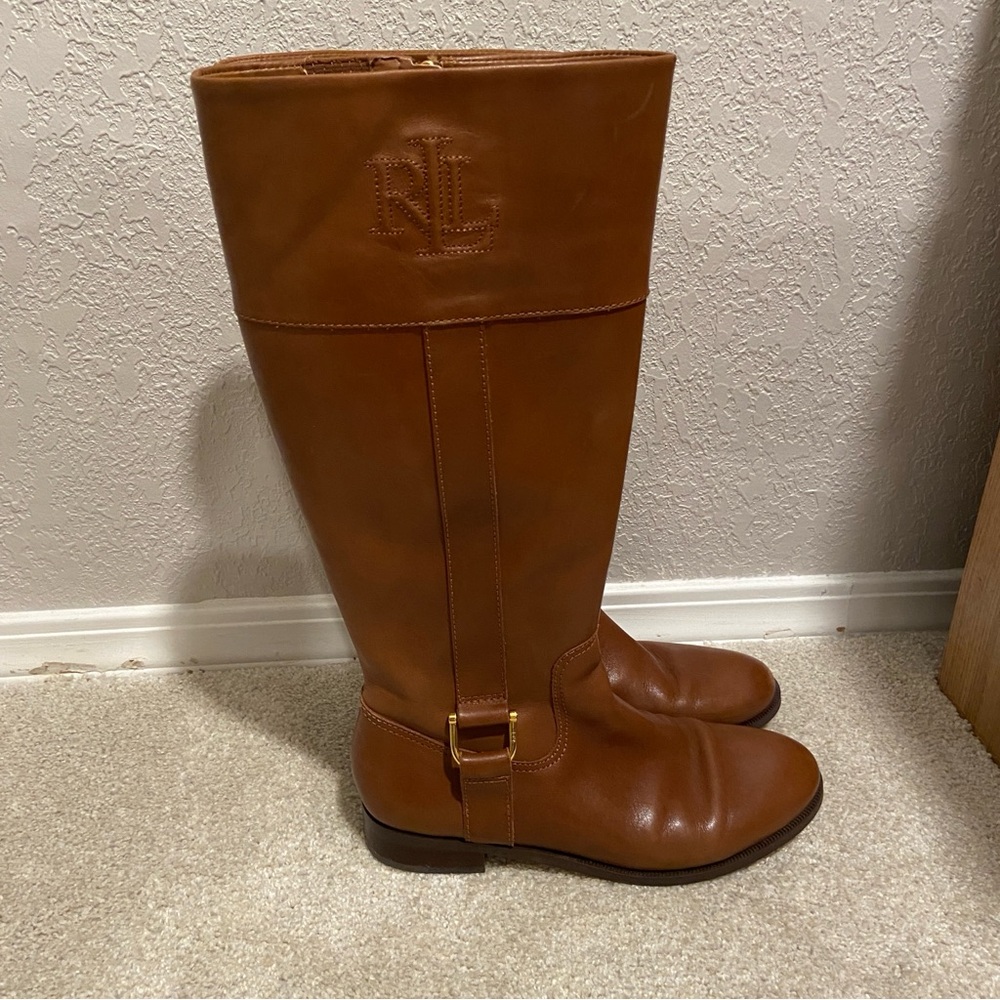 Lauren Ralph Lauren Brown Leather Riding Bernadine Boots